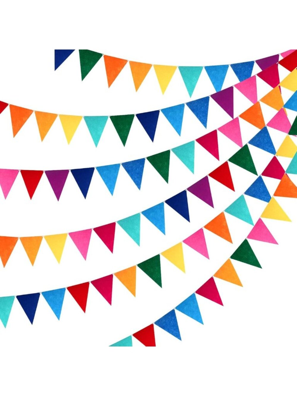 Vibrant Rainbow Pennant Banner Flags - 6 Pack, 72 Flags, 8.2 ft Party Decor